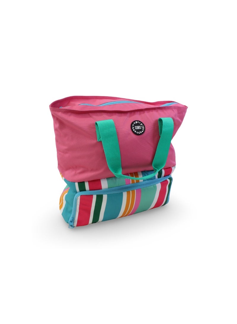 Cubs Pink Stripes Tote Bag - Image 1