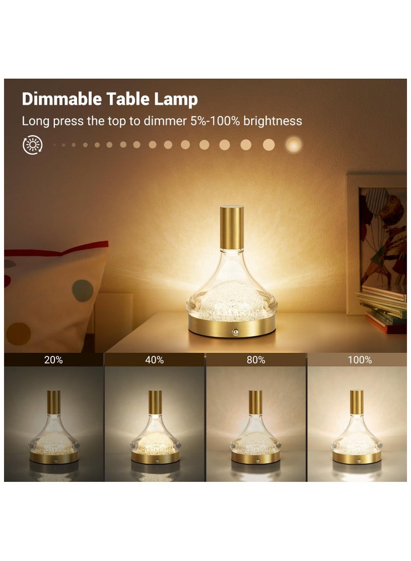 SYOSI Wine Bottle Table Lamp, LED Cordless Table Lamps, 4000mAh Rechargeable Battery Operated Table Lamp Desk Lamp, Stepless Dimmable Brightness Night Light for Bedroom Restaurant Home (Gold) - Image 4