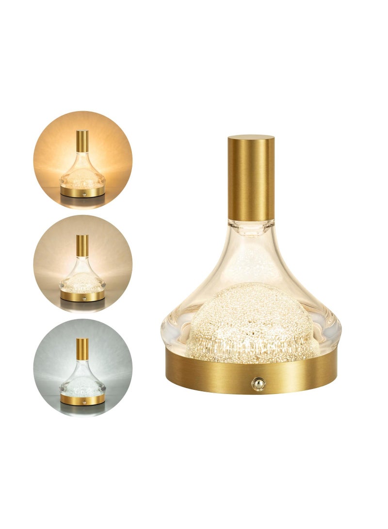 SYOSI Wine Bottle Table Lamp, LED Cordless Table Lamps, 4000mAh Rechargeable Battery Operated Table Lamp Desk Lamp, Stepless Dimmable Brightness Night Light for Bedroom Restaurant Home (Gold) - Image 2