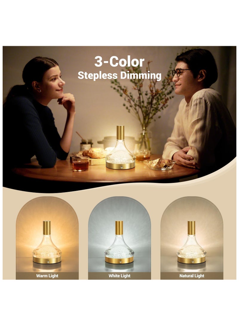 SYOSI Wine Bottle Table Lamp, LED Cordless Table Lamps, 4000mAh Rechargeable Battery Operated Table Lamp Desk Lamp, Stepless Dimmable Brightness Night Light for Bedroom Restaurant Home (Gold) - Image 3
