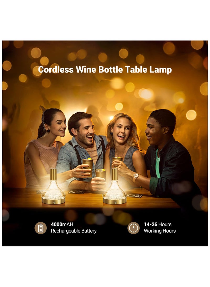 SYOSI Wine Bottle Table Lamp, LED Cordless Table Lamps, 4000mAh Rechargeable Battery Operated Table Lamp Desk Lamp, Stepless Dimmable Brightness Night Light for Bedroom Restaurant Home (Gold) - Image 5