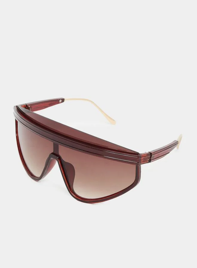 Styli Wide Frame Shield Sunglasses