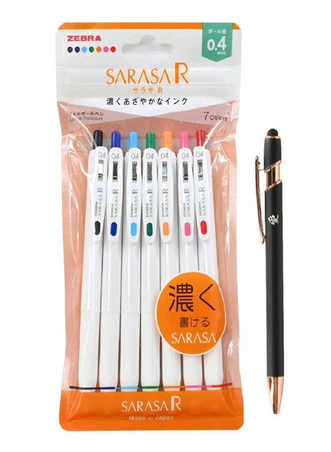 Sarasa أقلام زيبرا ساراسا آر 0.4 مم حبر جل قابل للسحب، مجموعة من 7 ألوان JJS29-R1-7C، مستوردة من اليابان، مع ملصق كانجي LOVE - Image 1