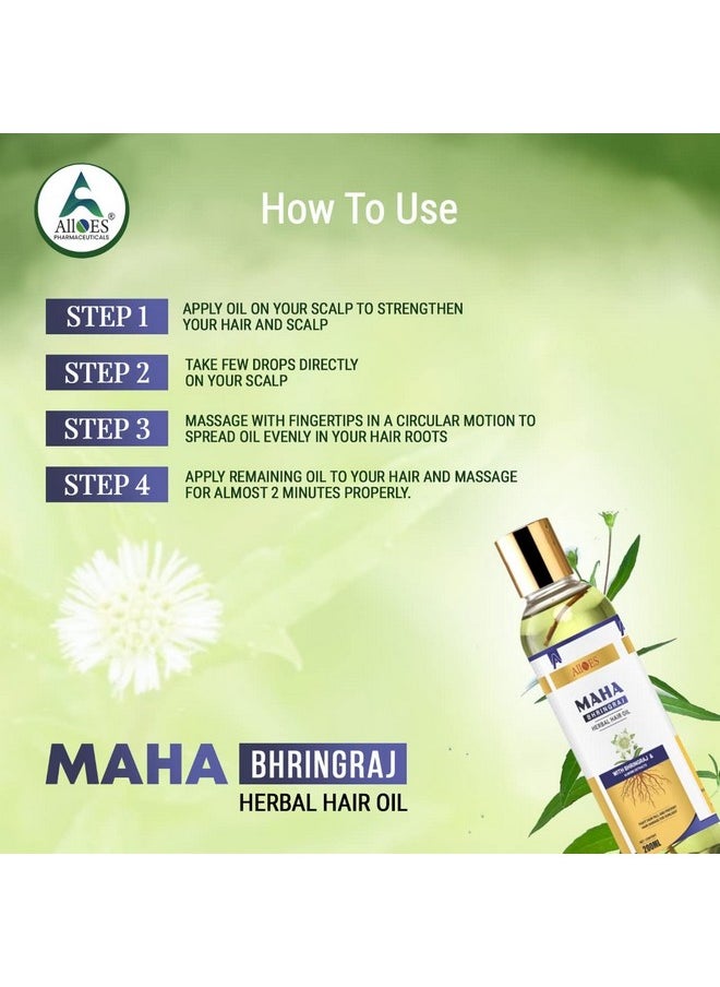 ALLOES PHARMACEUTICALS - ALLOES Mahabhringraj Hair Oil for Hair Growth Bhringraj Oil with Almond, Strengthens Hair Roots, Hair Fall Control, Made of Pure Herbs for Men & Women | Suits all Hair Types 200ML - Image 1