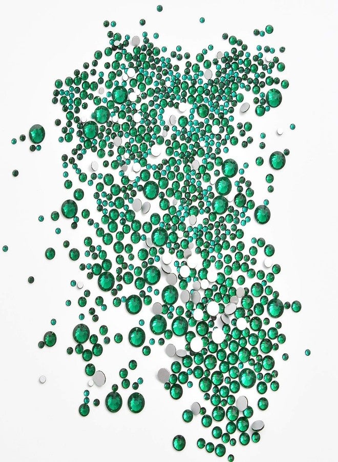 AD Beads 8280PCS Flatback Rhinestones Nail Gems Round Crystal Rhinestones for Crafts Mixed 6 Sizes with Wax Pencil Kit SS3-SS10 (02 Emerald) - Image 4
