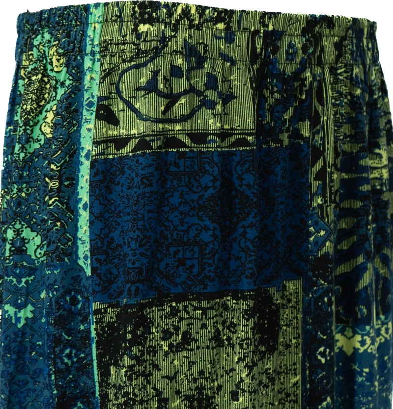 Oppland Women's Woven Viscose Fabric Piece Mother Skirt Hyacinth Flower Patterned Elastic Waist Comfortable Cut