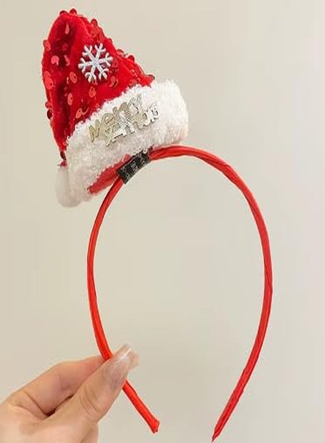 PartyToko red Santa Hat Headband Christmas Costumes Hair Hoop Decorations 1 Pcs - Image 1