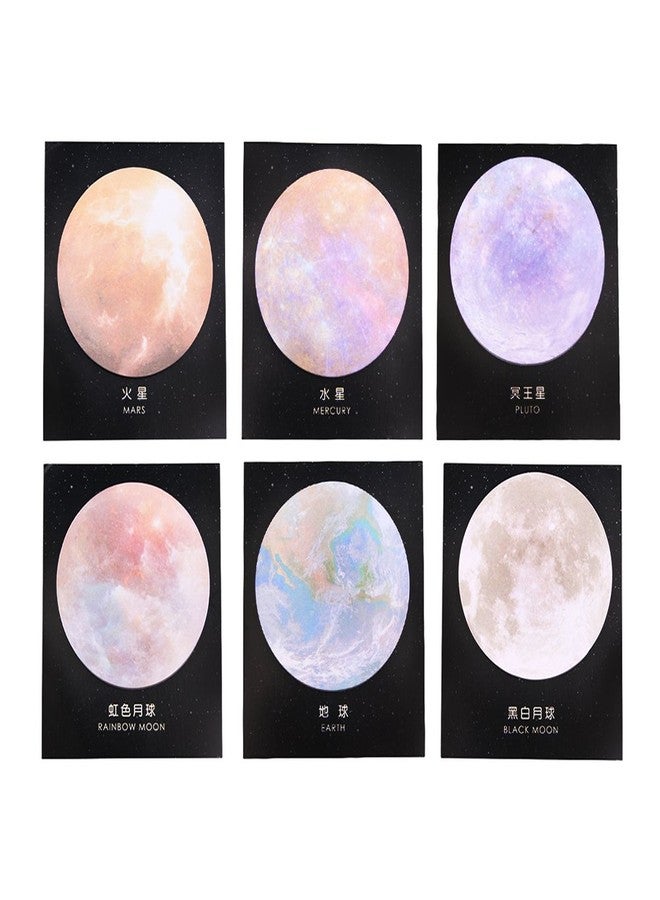 GTHER Planet Sticky Note, Moon Earth Sticky Notes Cute Fun Cool Circle Self-Adhesive Note Self-Stick Memo Pad Notes for College Classroom Office Notebook(6 Pads, Planet) - Image 1