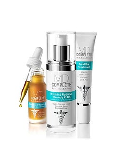 MD Complete by Dr. Brian Zelickson Md Complete Wrinkle Radiance Trio;Professional Dermatologist Skincare Wrinkle Radiance Remedy With Retinol 10 Fl Oz + Total Eye Treatment 05 Fl Oz + Retinol Vitamin C Concentrate Serum 05 Fl Oz  - Image 2