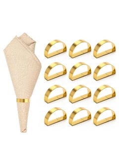 Oasisgalore 12 Pack Gold Metal Spiral Napkin Rings, Semicircle, for Weddings, Dinners, Table Decor.  - Image 1