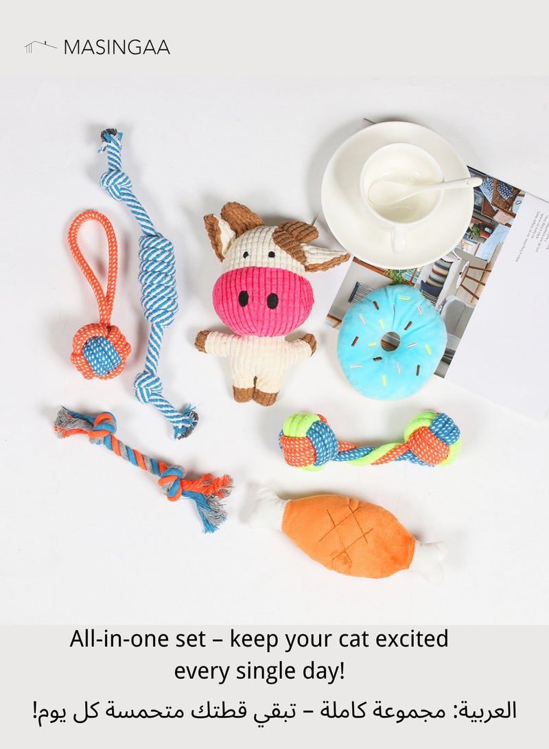 MASINGAA 7 Pcs Pet Puppy Toys Gift Set For Small Dogs, Cute Squeaky Dog Toys, Durable Puppy Teething Toys, Rope Toys, Puppy Chew Toys - Image 4