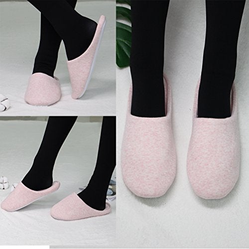 ofoot Women's House Slippers Memory Foam Indoor Shoes,Washable Cotton Non-Slip Rubber Sole,Japanese Style Slip-Ons for Plantar Fasciitis,Lightweight Gift for Mom/Wife (4-Pink, US 7-8) - Image 5