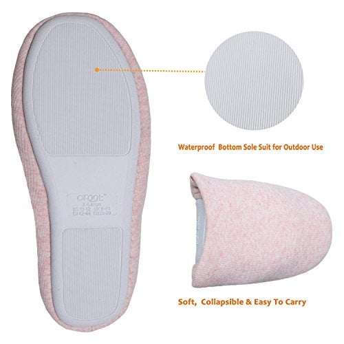 ofoot Women's House Slippers Memory Foam Indoor Shoes,Washable Cotton Non-Slip Rubber Sole,Japanese Style Slip-Ons for Plantar Fasciitis,Lightweight Gift for Mom/Wife (4-Pink, US 7-8) - Image 4