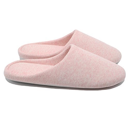 ofoot Women's House Slippers Memory Foam Indoor Shoes,Washable Cotton Non-Slip Rubber Sole,Japanese Style Slip-Ons for Plantar Fasciitis,Lightweight Gift for Mom/Wife (4-Pink, US 7-8) - Image 1