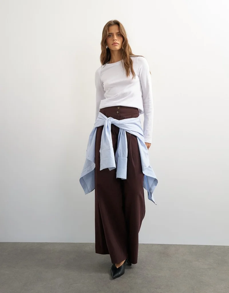 Topshop  Pintuck Wide Leg Trousers for Women | Best Price UAE