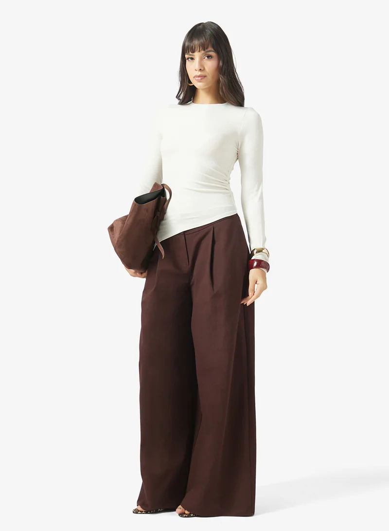 Topshop Pintuck Wide Leg Trousers