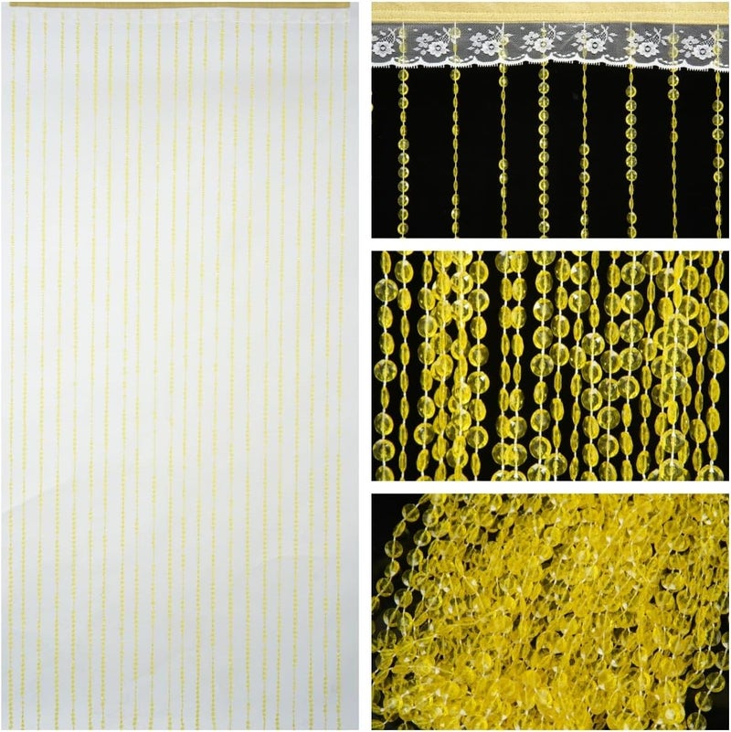 YaoYue ستارة ياويو الكريستالية المزينة بالخرز للباب، صفراء، 35.5×79 بوصة | خرز ألماس أكريليك، فاصل غرف، معلق للمدخل، ديكور هيبي - Image 3