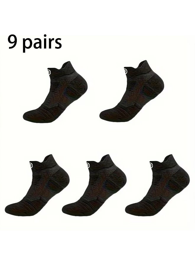 Zeemey 9 pairs of men's sports black socks fitness daily penetrating air comfortable sweat-absorbent anti-slip sports socks - Image 2