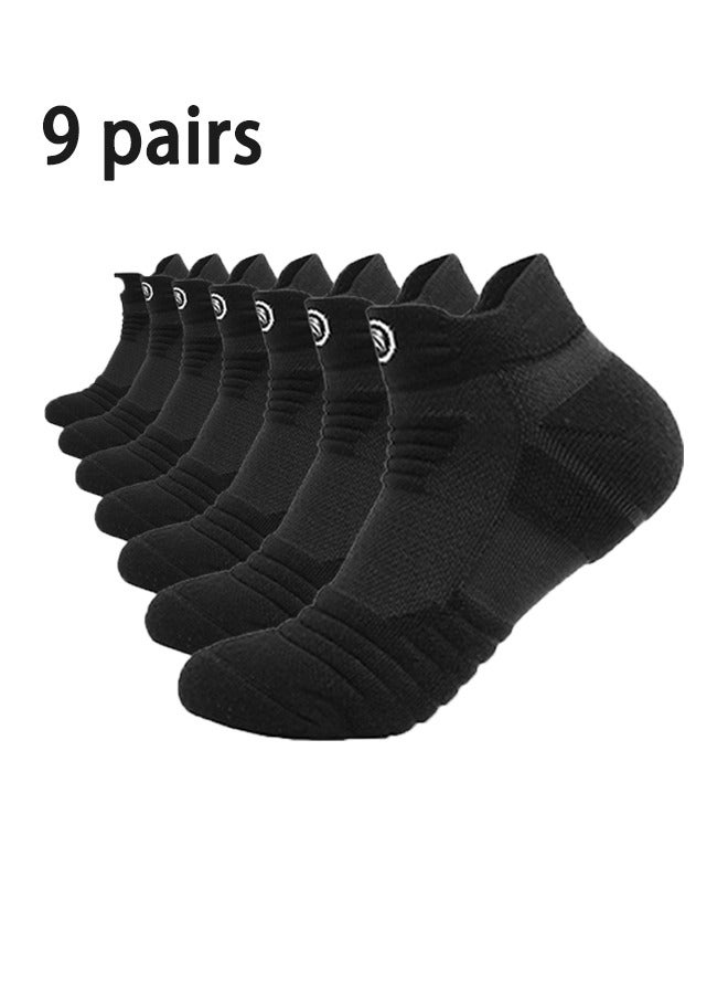 Zeemey 9 pairs of men's sports black socks fitness daily penetrating air comfortable sweat-absorbent anti-slip sports socks - Image 1