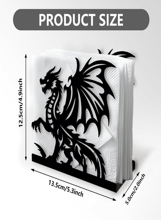 DOODLREAM Dragon Decorative Black Metal Napkin Holder for Table, 5.3" x 4.9" x 1.9" Dragon Standing Napkin Holder for Home Kitchen Restaurant Picnic Party Coffee Bar Dining Room - Image 2