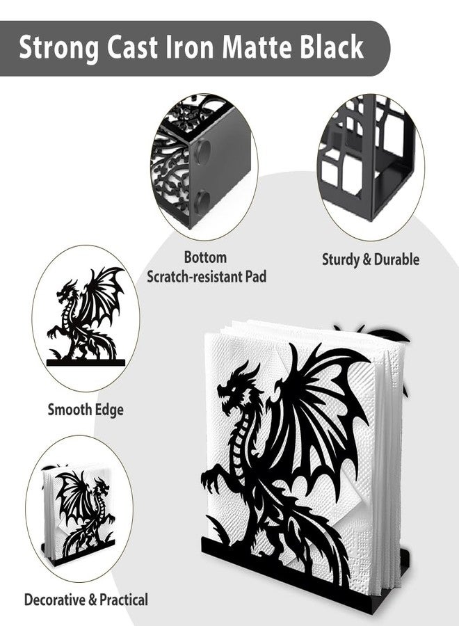 DOODLREAM Dragon Decorative Black Metal Napkin Holder for Table, 5.3" x 4.9" x 1.9" Dragon Standing Napkin Holder for Home Kitchen Restaurant Picnic Party Coffee Bar Dining Room - Image 4