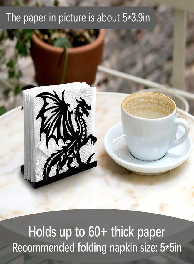 DOODLREAM Dragon Decorative Black Metal Napkin Holder for Table, 5.3" x 4.9" x 1.9" Dragon Standing Napkin Holder for Home Kitchen Restaurant Picnic Party Coffee Bar Dining Room - Image 3