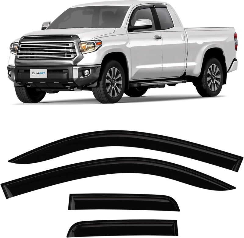 CLIM ART Durable Rain Guards for Toyota Tundra 2007-2021 Double Cab - 4pcs Window Deflectors - Image 1