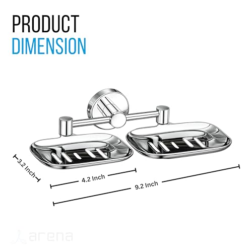 FERIO Stainless Steel Double soap Stand for Bathroom | soap Holder | soap Box for Bathroom | soap Cases for Bath Room | Chrome Finish (Pack of 1) - Image 3