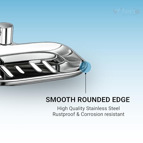 FERIO Stainless Steel Double soap Stand for Bathroom | soap Holder | soap Box for Bathroom | soap Cases for Bath Room | Chrome Finish (Pack of 1) - Image 5