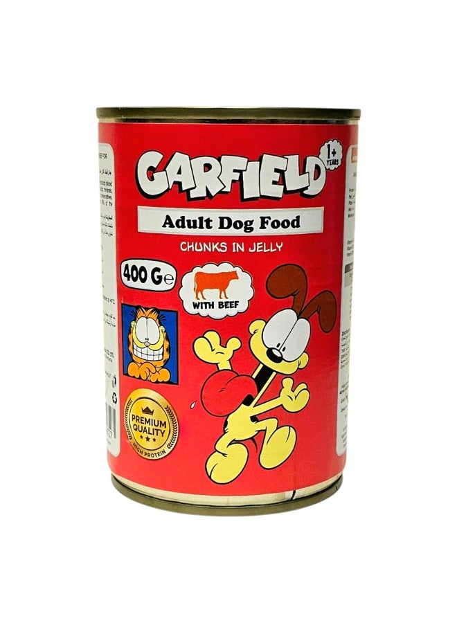 Garfield | Wet Dog Food for Adult Dogs Beef Flavor 400g ×12 Pcs| High Protein Formula for Strength & Energy | Easy to Digest | Balanced Daily Nutrition | Suitable for All Adult Dog Breeds - 12Pcs - Image 2