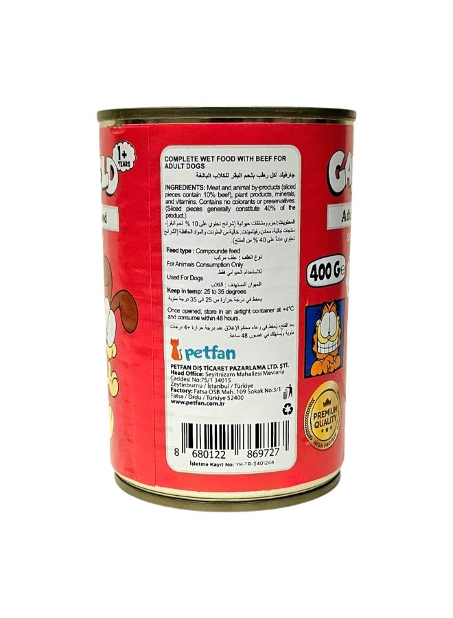 Garfield | Wet Dog Food for Adult Dogs Beef Flavor 400g ×12 Pcs| High Protein Formula for Strength & Energy | Easy to Digest | Balanced Daily Nutrition | Suitable for All Adult Dog Breeds - 12Pcs - Image 3