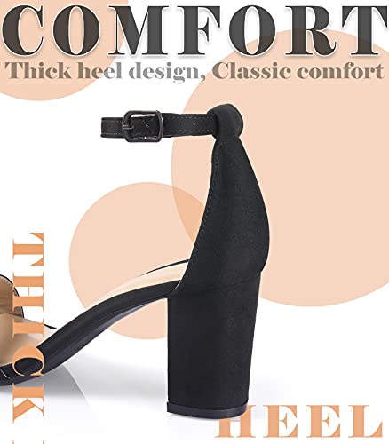 Ankis Black Heels for Women - Open Toe Ankle Strap Chunky Heel Pump Sandals Party Wedding Strappy Buckle Sandals Standard Size 2.75 Inches Tall Thick Heel Design… - Image 4