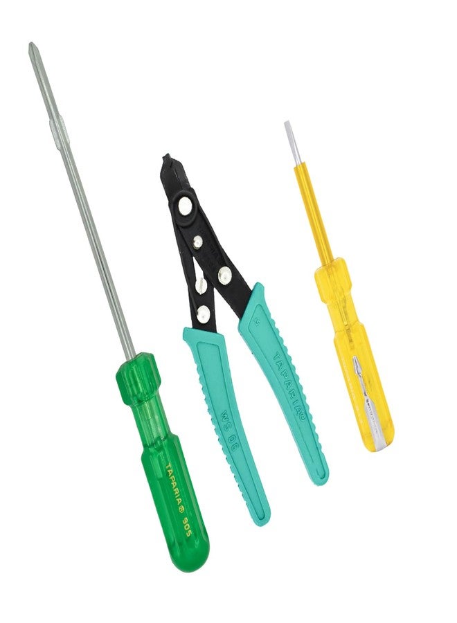 TAPARIA, 3 PC SET, 1 x 2 in 1 SCREWDRIVER, 1 X NEON tester & 1x WIRE STRIPPER (6”), (905, 813, WS 06). Used for Industrial application, DIY, Electricals, Carpentary, Professional and Home use. - Image 1