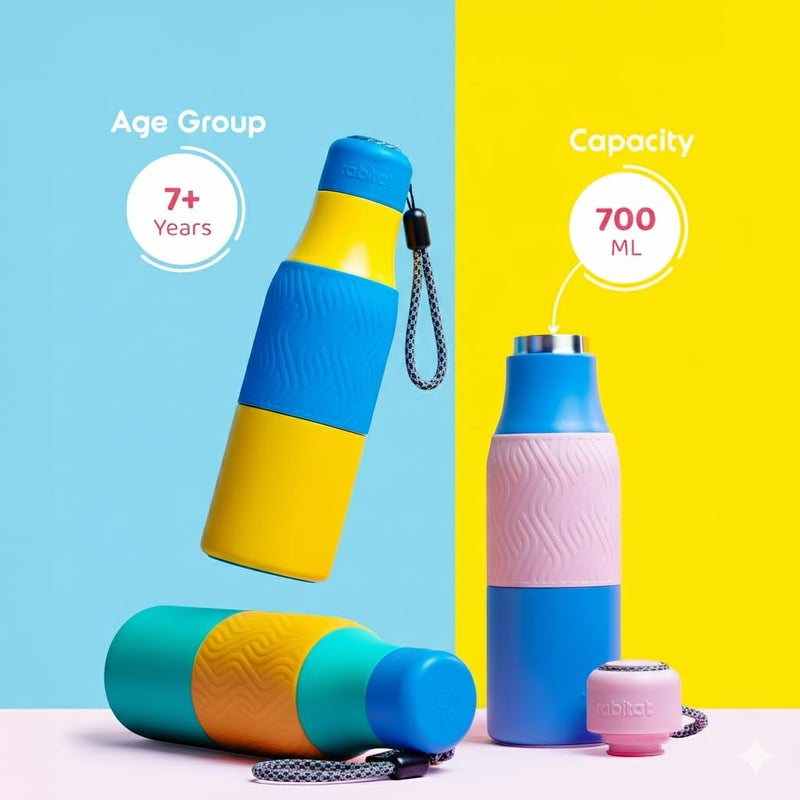 Rabitat Newly Launched Zappy 700ml, Double Wall Vaccum Insulated Flask | Upto 24 Hrs Hot & Cold | 2 Years Brand Warranty | ISI Certified | SPA Free | Ideal for Gym, Office, School, Outing (Blue) - Image 5
