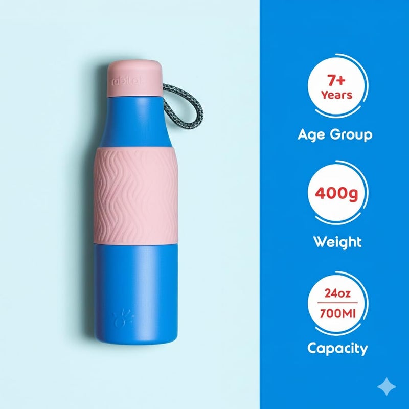 Rabitat Newly Launched Zappy 700ml, Double Wall Vaccum Insulated Flask | Upto 24 Hrs Hot & Cold | 2 Years Brand Warranty | ISI Certified | SPA Free | Ideal for Gym, Office, School, Outing (Blue) - Image 2