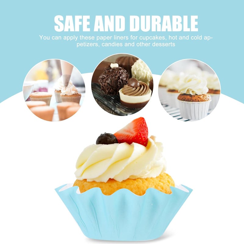 100pcs Blue Cupcake Papers Muffin Liners Baking Cake Cups Paper Muffin Liners for Party Baking and Decoration - Image 3