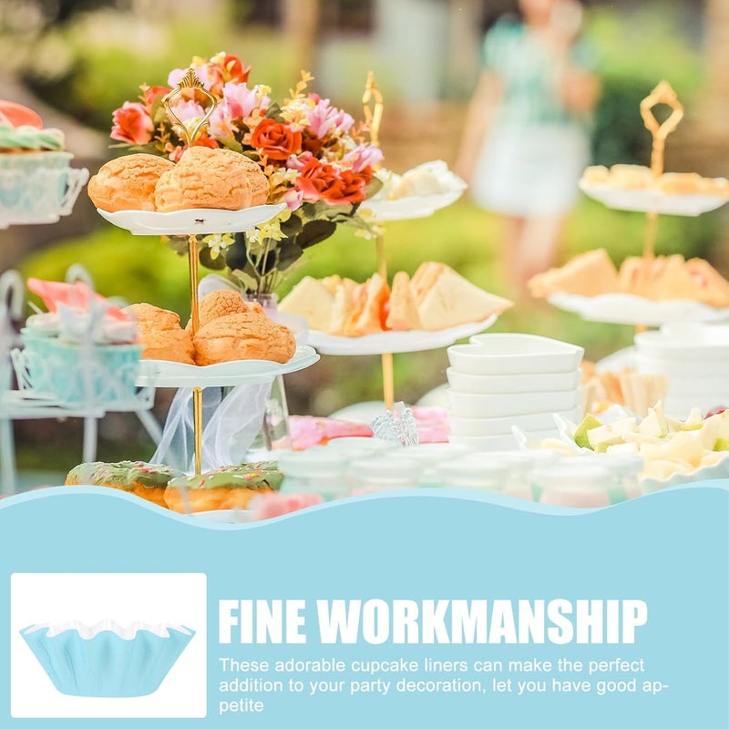 100pcs Blue Cupcake Papers Muffin Liners Baking Cake Cups Paper Muffin Liners for Party Baking and Decoration - Image 4