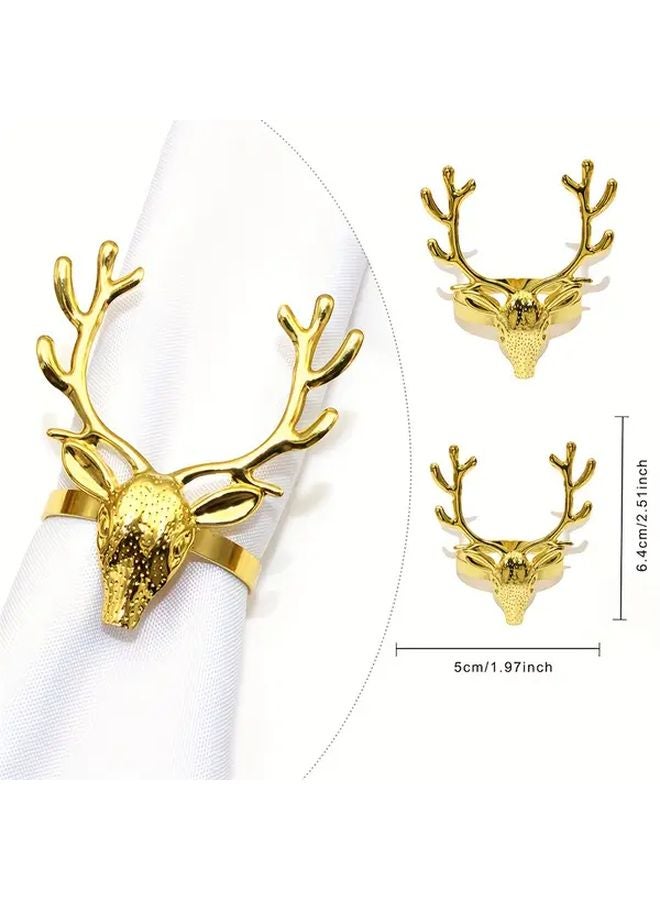 10 Pack Golden Reindeer Napkin Rings Windproof Non Slip Holiday Table Decor - Image 3