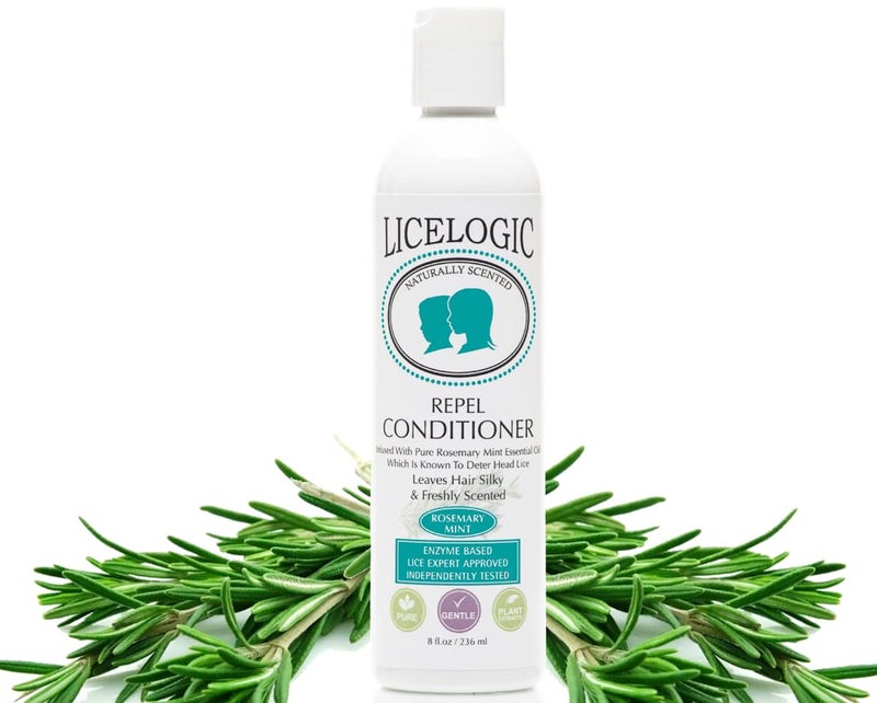 LiceLogic Repel Lice Prevention Conditioner, 8oz, Rosemary Mint - Effective Against Super Lice, Kills Eggs & Nits, Not Toxic, Naturally Derived Licezyme - Image 1