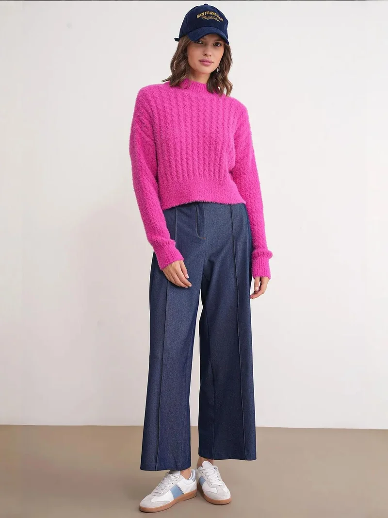 ميكسراي كنزة قصيرة بنقشة ضفائر محبوكة من ميكسراي