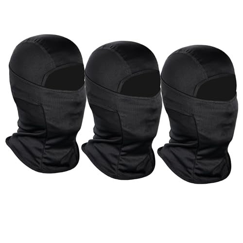 Sizi Face Mask for Bikers - UV Protected Full Face Balaclava for Men, Black, Bike Riding Accessories, Cycling (Design Black Helmet Mask-Pack of 3) - Image 1