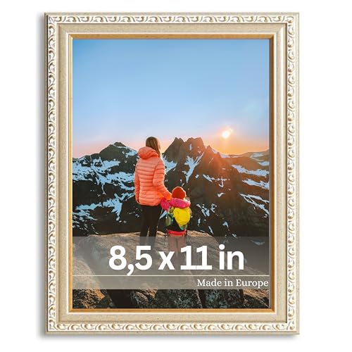 VictoR Picture Frame Chagall 85x11 in Beige Gold Vintage Baroque Style Shatterproof Acrylic Glass Antique Home Decoration - Image 1