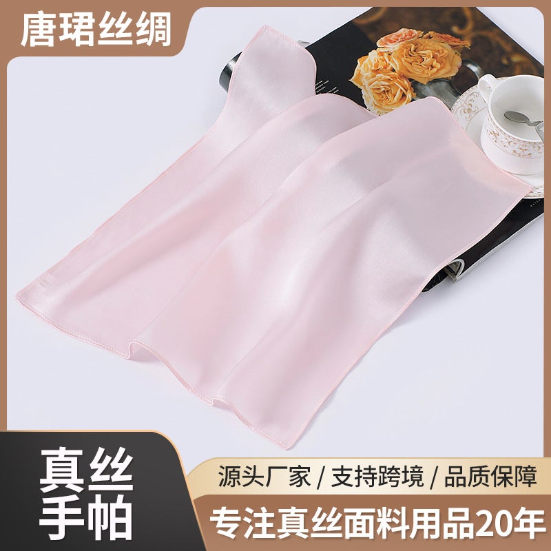 New 100% Silk Handkerchief Mulberry Silk Small Square Scarf Portable Multi-Color Small Silk Scarf Solid Color Pocket Scarf - Image 2