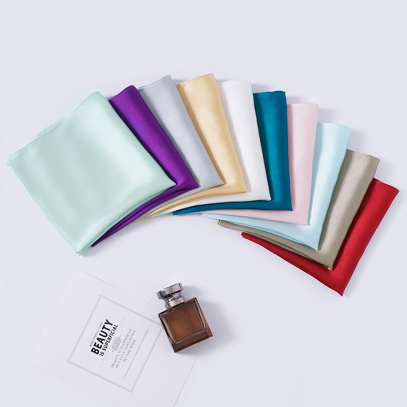 New 100% Silk Handkerchief Mulberry Silk Small Square Scarf Portable Multi-Color Small Silk Scarf Solid Color Pocket Scarf - Image 3