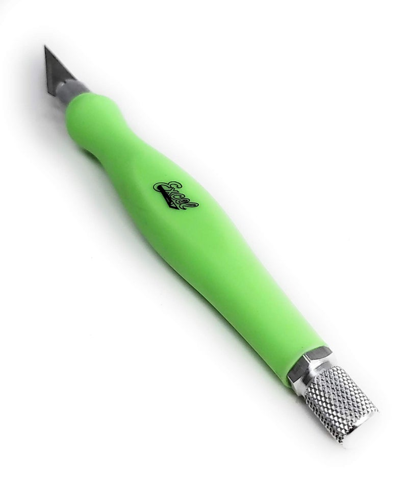 Excel Blades Fit Grip Knife by Excel Blade - Ultra Sharp Knife With Carbon Steel Angled Edge Blade and Contoured Rubberized Grip - Light Duty Cutting Tool For Precision Cutting and Trimming - Green - Image 3