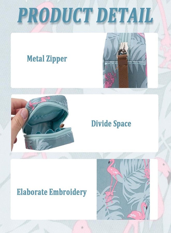 حقيبة مكياج صغيرة من كريت كابين، حقيبة تنظيم، حقائب يد مزينة بسحاب على شكل فلامنجو، حقيبة تخزين أحمر شفاه ومستحضرات تجميل، حقائب تنظيم مقاومة للماء للنساء، هدايا، إكسسوارات سفر، 3.94 × 3.94 × 1.79 بوصة - Image 5