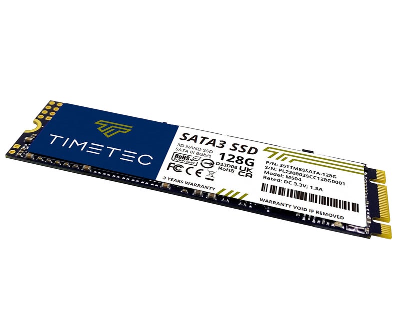 Timetec تيمتيك 128 جيجابايت SSD 3D NAND SATA III 6Gb/s M.2 2280 NGFF 64TBW سرعة قراءة تصل إلى 550MB/s تعزيز أداء ذاكرة SLC الداخلية لمحركات الأقراص الصلبة للكمبيوتر الشخصي واللابتوب وسطح المكتب (128 جيجابايت) - Image 2