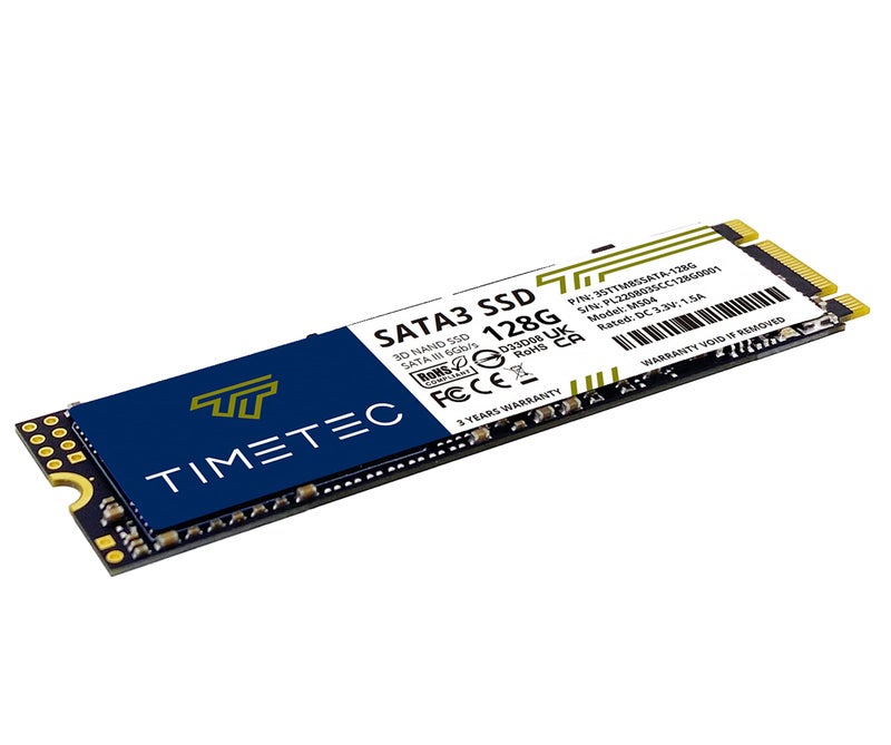 Timetec تيمتيك 128 جيجابايت SSD 3D NAND SATA III 6Gb/s M.2 2280 NGFF 64TBW سرعة قراءة تصل إلى 550MB/s تعزيز أداء ذاكرة SLC الداخلية لمحركات الأقراص الصلبة للكمبيوتر الشخصي واللابتوب وسطح المكتب (128 جيجابايت) - Image 3