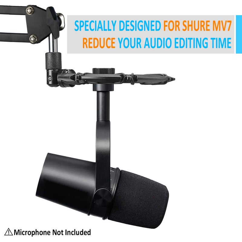 SUNMON Shure MV7 Shock Mount Compatible with Shure MV7 Microphone, MV7 Shock Mount Reduces Vibration Noise Matching Mic Stand Boom Arm by SUNMON - Image 2