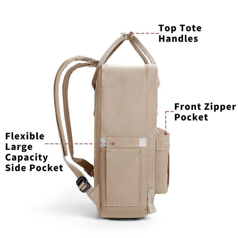 KALIDI Casual Laptop Backpack 15 Inches Classic Camping Rucksack Travel Outdoor Square Daypack College Hiking Gym Bag, Khaki - Image 3